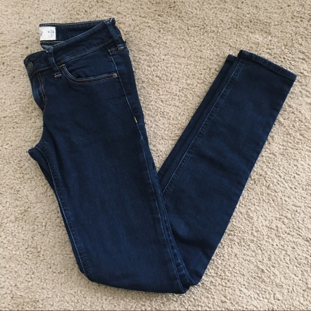 Dark Blue Low Rise Denim Skinny Jeans